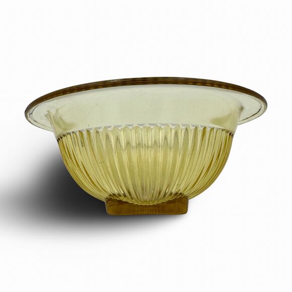 Vintage Federal Glass Ribbed Mixing Bowl with Footed Design - Picture 3 of 6